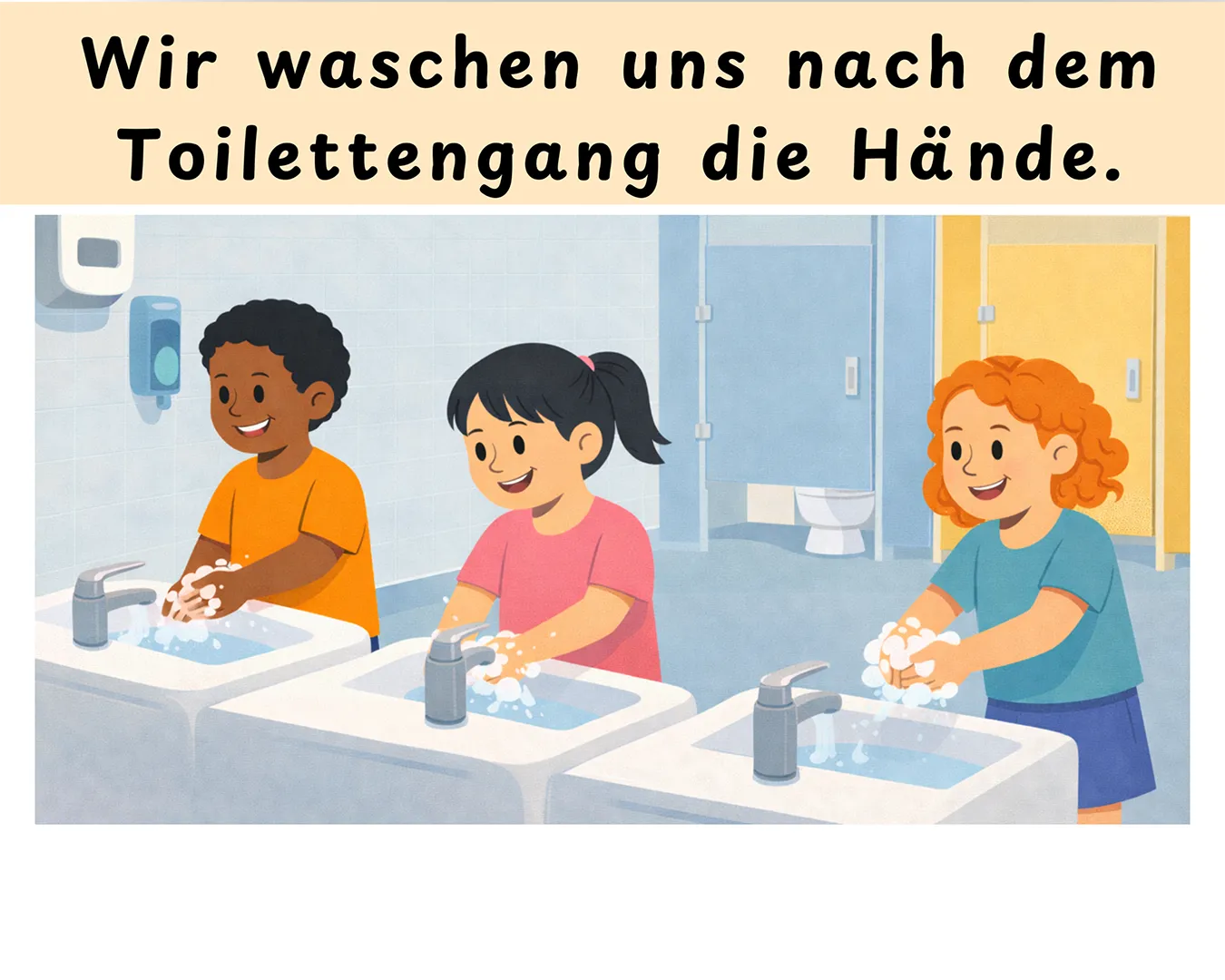 Motto des Monats September 2026: Wir waschen uns die Hände nach dem Toilettengang